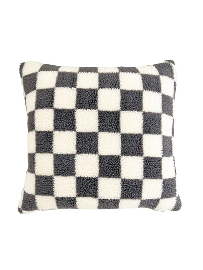Plaid Pattern Plush Cushion Cover Without Filler