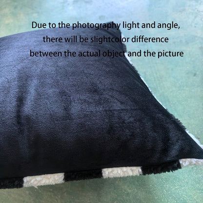 Plaid Pattern Plush Cushion Cover Without Filler