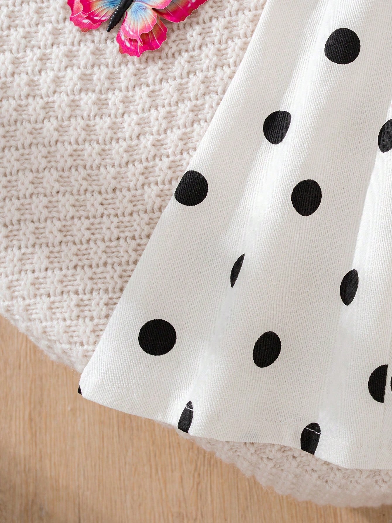 Playful Pals Baby Girl Summer Versatile Simple Cute Polka Dot Petal Sleeve Dress