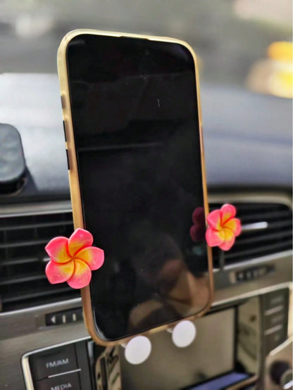 Plumeria Flower Decor Car Phone Holder, 360° Rotation Anti-Shake Air Vent Mount, Universal Hands-Free Stand For Navigation & Daily Commute