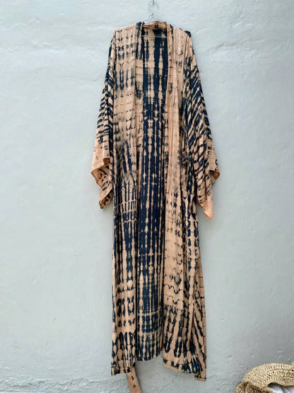 Plus Size Boho Chic Kimono Cover Up- Lightweight & Flowy Tie Dye Beachwear- Stylish Open Front For Women