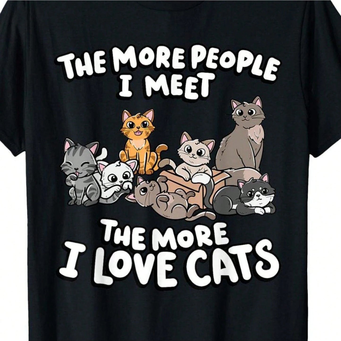 Plus-Size Fun Cat-Themed T-Shirt For Women. This Black Short-Sleeved Crew Neck T-Shirt Is Ideal For Cat Owners And Everyday Casual Wear.