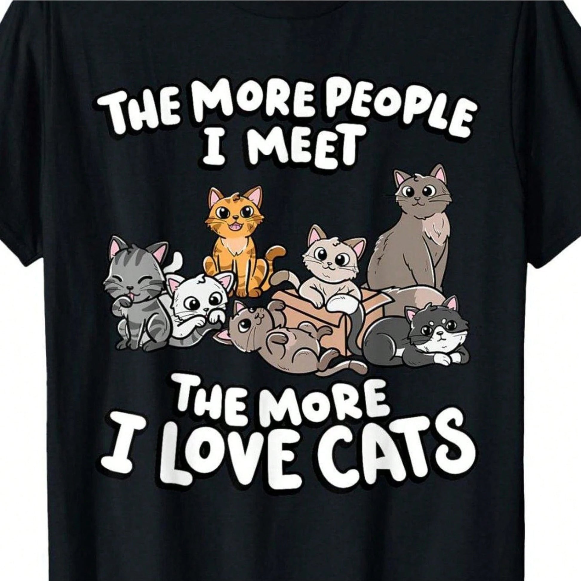 Plus-Size Fun Cat-Themed T-Shirt For Women. This Black Short-Sleeved Crew Neck T-Shirt Is Ideal For Cat Owners And Everyday Casual Wear.