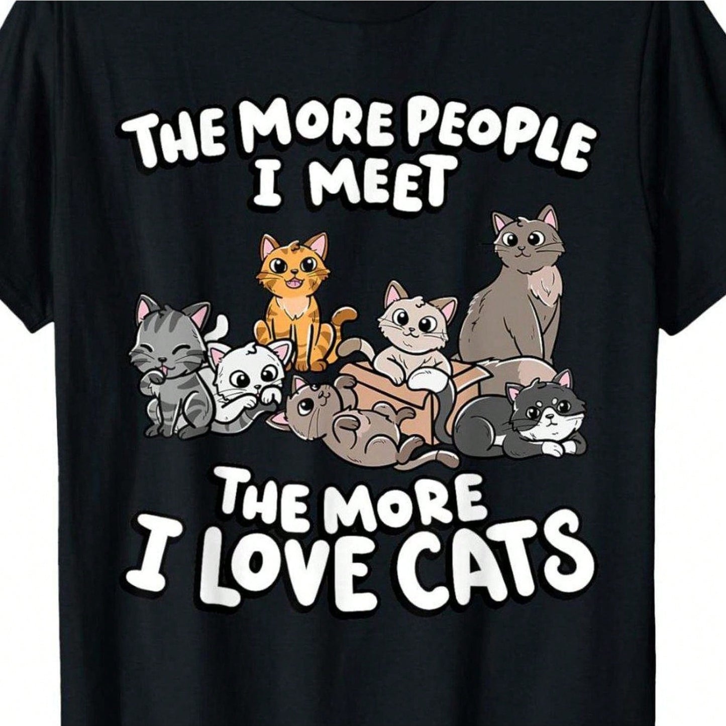 Plus-Size Fun Cat-Themed T-Shirt For Women. This Black Short-Sleeved Crew Neck T-Shirt Is Ideal For Cat Owners And Everyday Casual Wear.