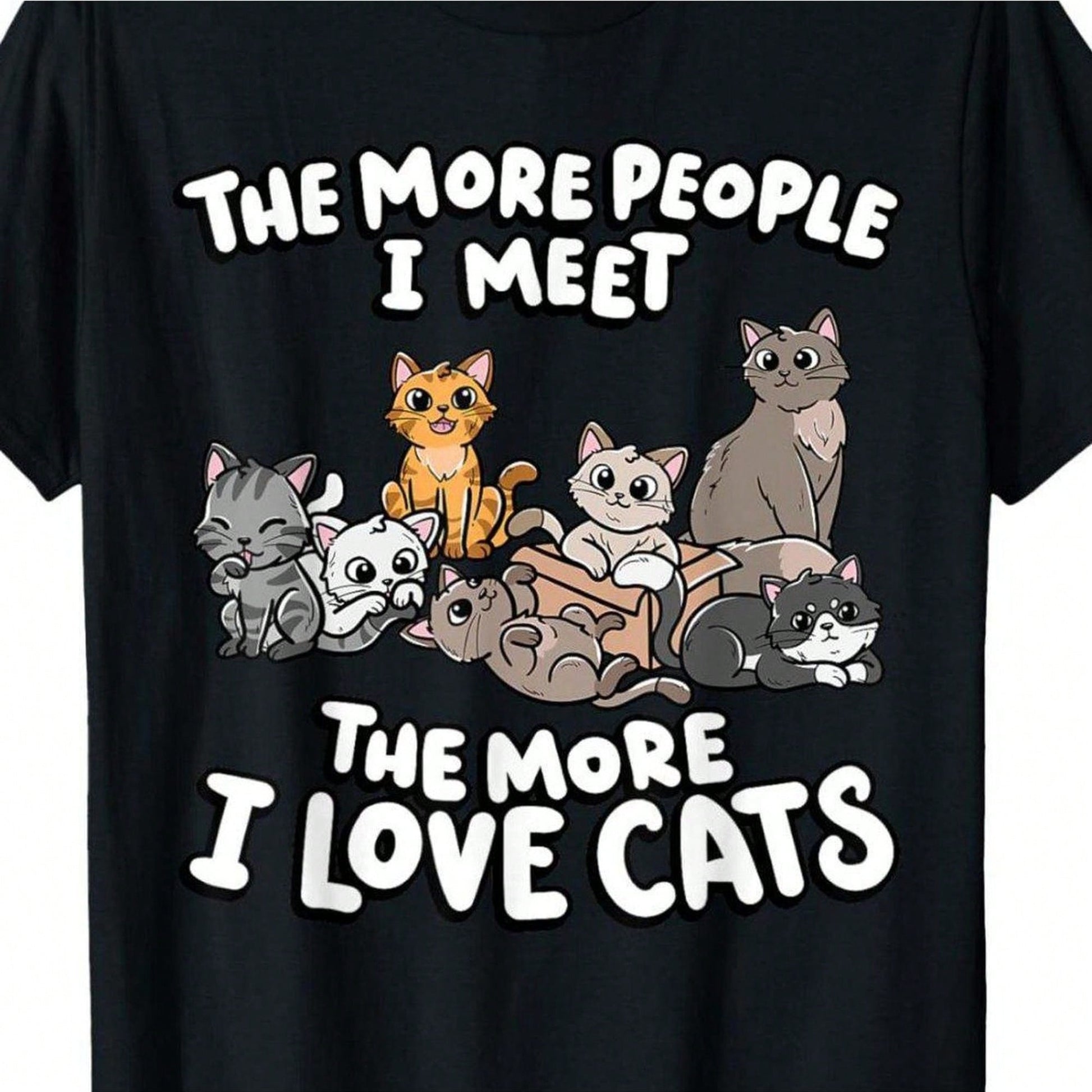 Plus-Size Fun Cat-Themed T-Shirt For Women. This Black Short-Sleeved Crew Neck T-Shirt Is Ideal For Cat Owners And Everyday Casual Wear.