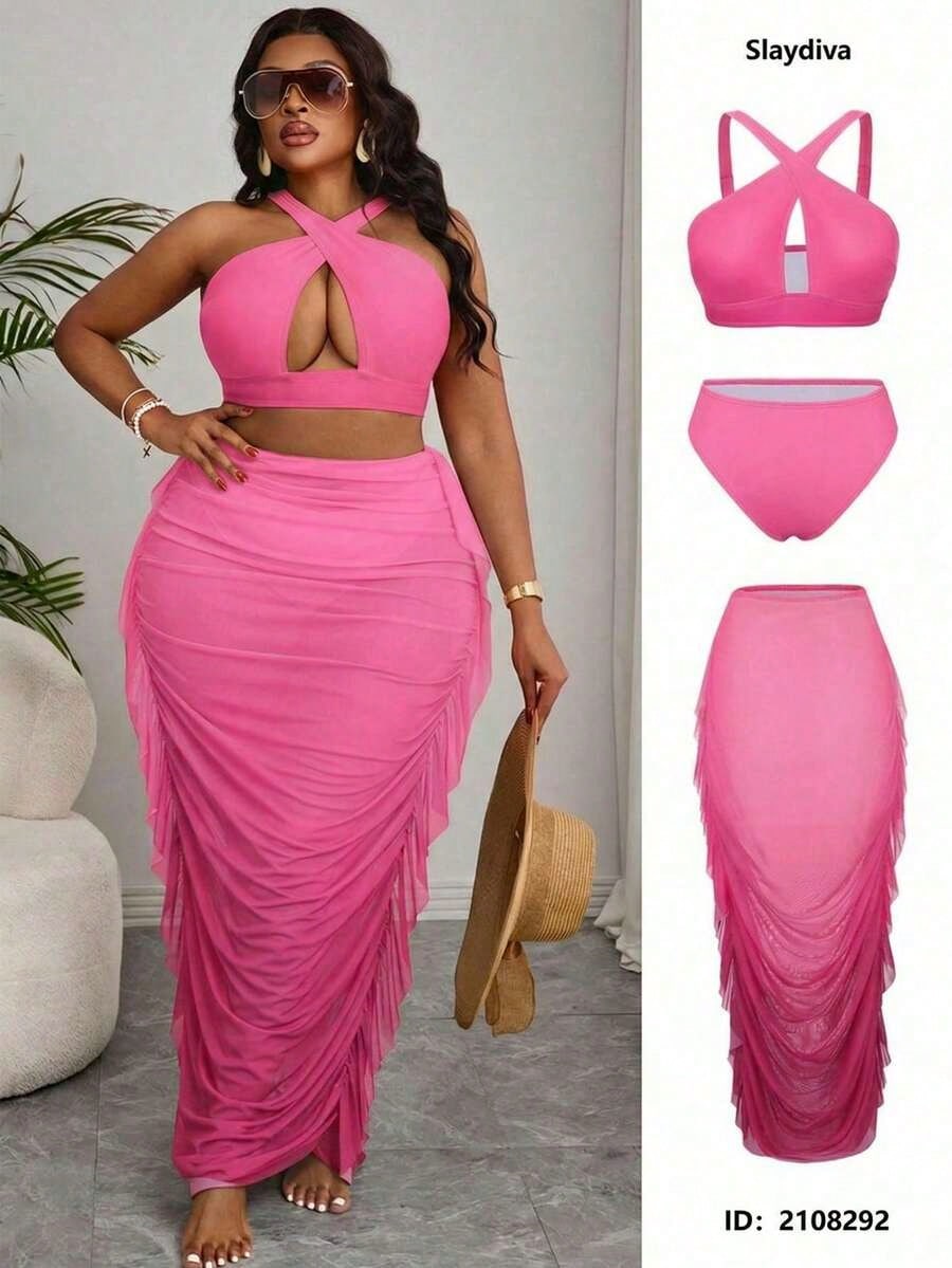 Plus Size Ombre Swimwear Set
