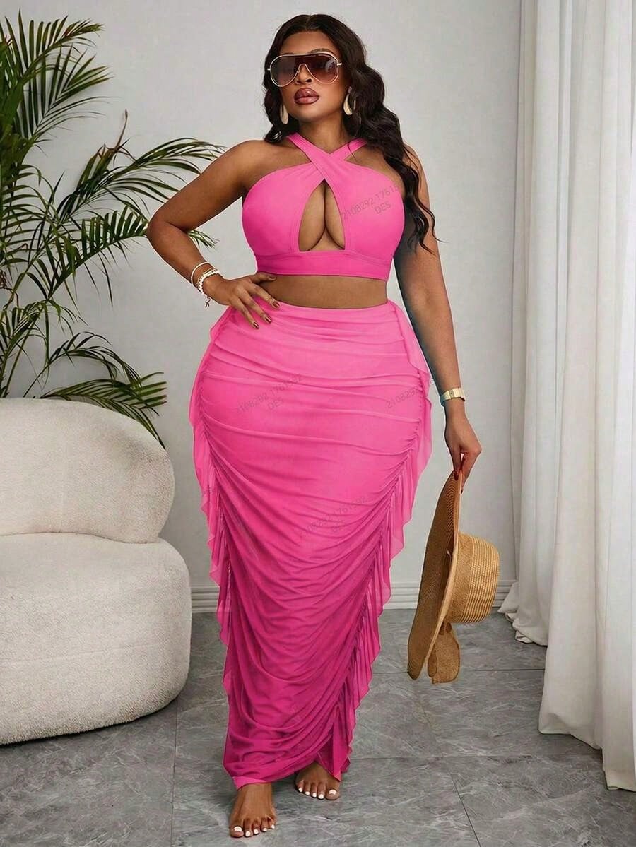Plus Size Ombre Swimwear Set