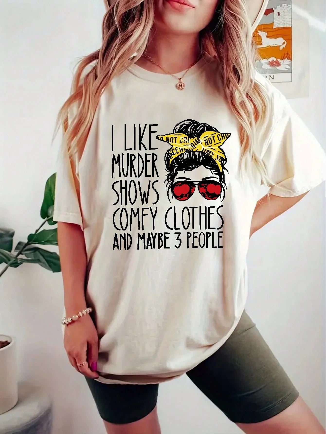 Plus Size Round Neck Slogan & Figure Printed Short Sleeve T-Shirt Casual Summer