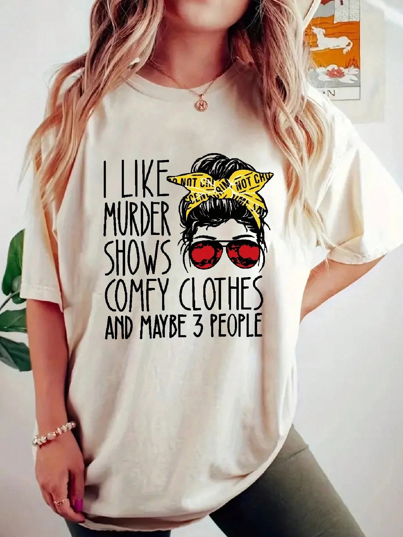 Plus Size Round Neck Slogan & Figure Printed Short Sleeve T-Shirt Casual Summer