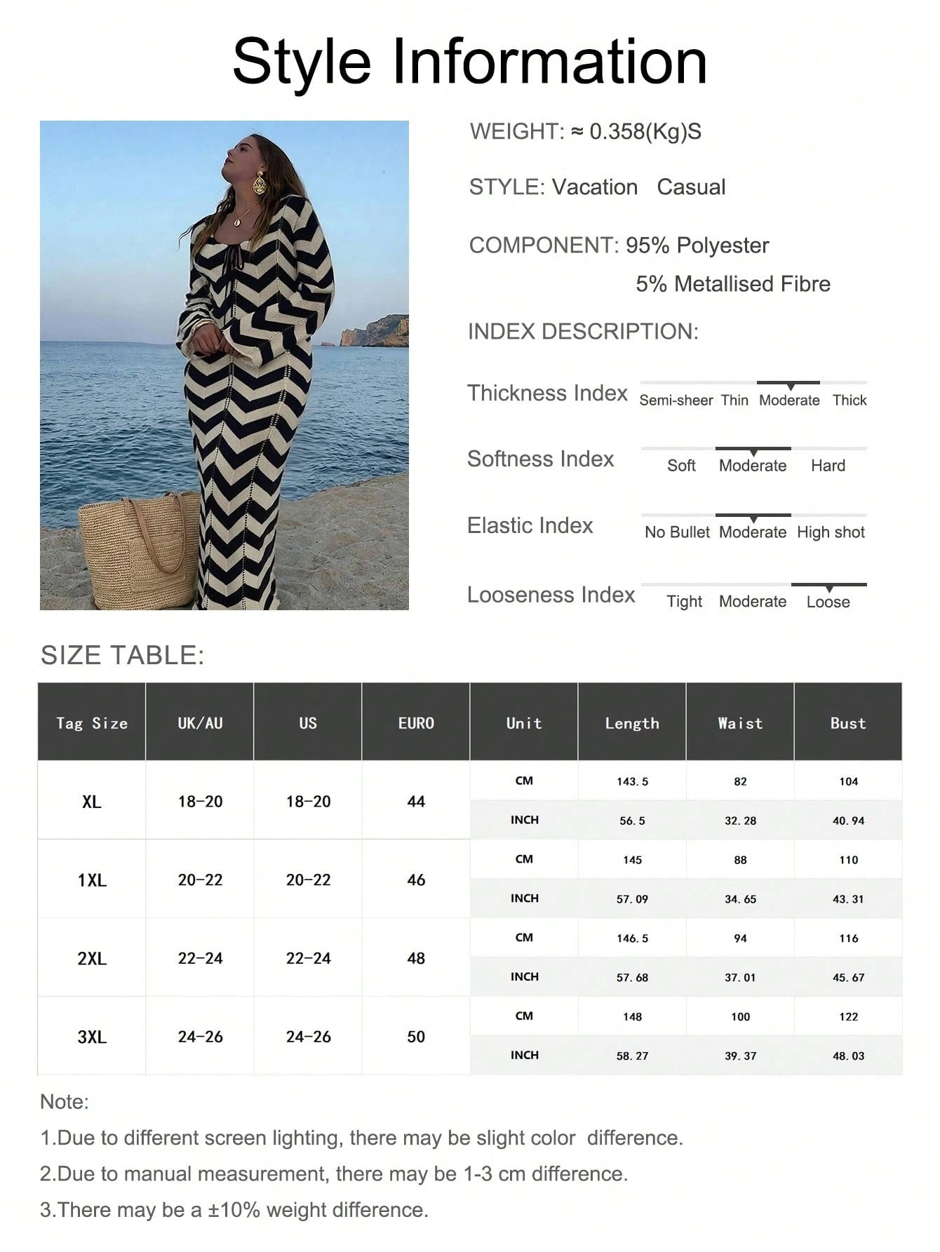 Plus Size Women's Fashionable Elegant Simple Knit Coverup Dress, Suitable For Vacation, Holiday, Elegant Party, Beach, Summer