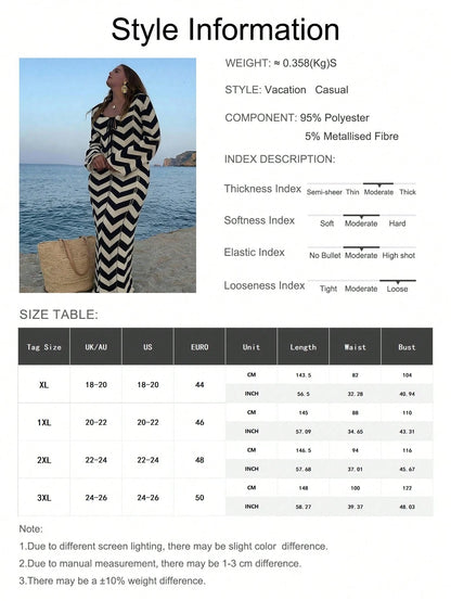Plus Size Women's Fashionable Elegant Simple Knit Coverup Dress, Suitable For Vacation, Holiday, Elegant Party, Beach, Summer