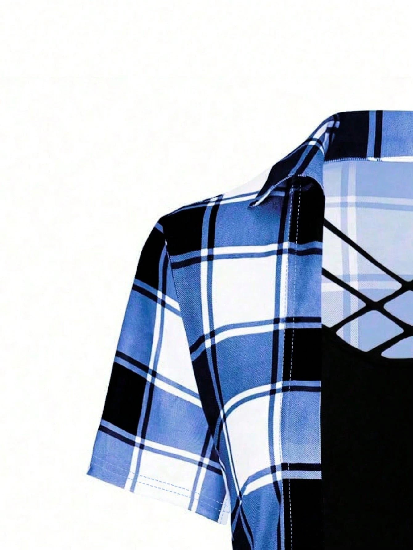Plus Size Women's Plaid Printed Criss-Cross Neck Long T-Shirt For Summer Graphic Tees Women Tops