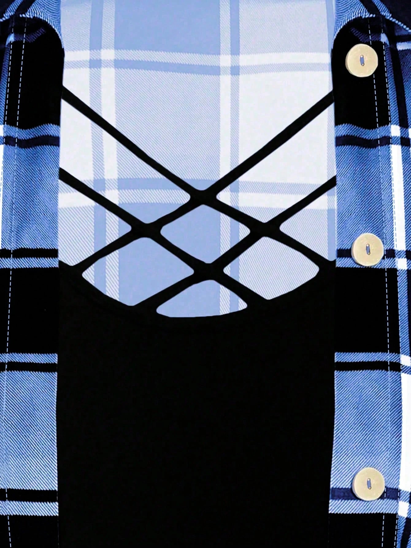Plus Size Women's Plaid Printed Criss-Cross Neck Long T-Shirt For Summer Graphic Tees Women Tops