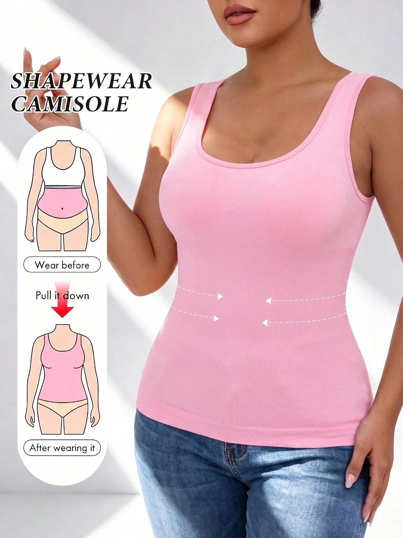 Plus Size Women's Seamless Sleeveless Black Camisole, Knit Tank Top, High Density & Stretchy Fabric, Comfortable For Sports, Yoga, Workout, Running, Machine Washable & Dry Clean Summer