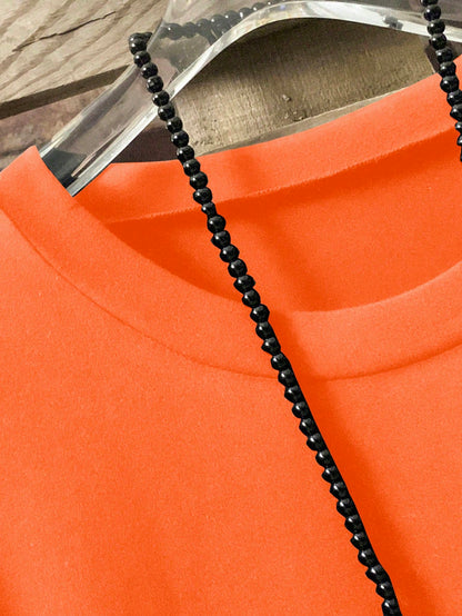 Plus Size Women's Solid Color Round Neck Short Sleeve Button Design Casual T-Shirt