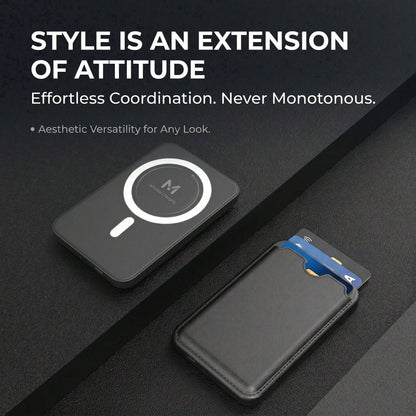 Pocket Size 5000mAh Magnetic Wireless Portable Phone Charger 15W Wireless Charging 22.5W Wired Fast Charging Card Holder Compact Battery Pack Smart Trickle Charging Compatible With IPhone 15 Plus 14 P