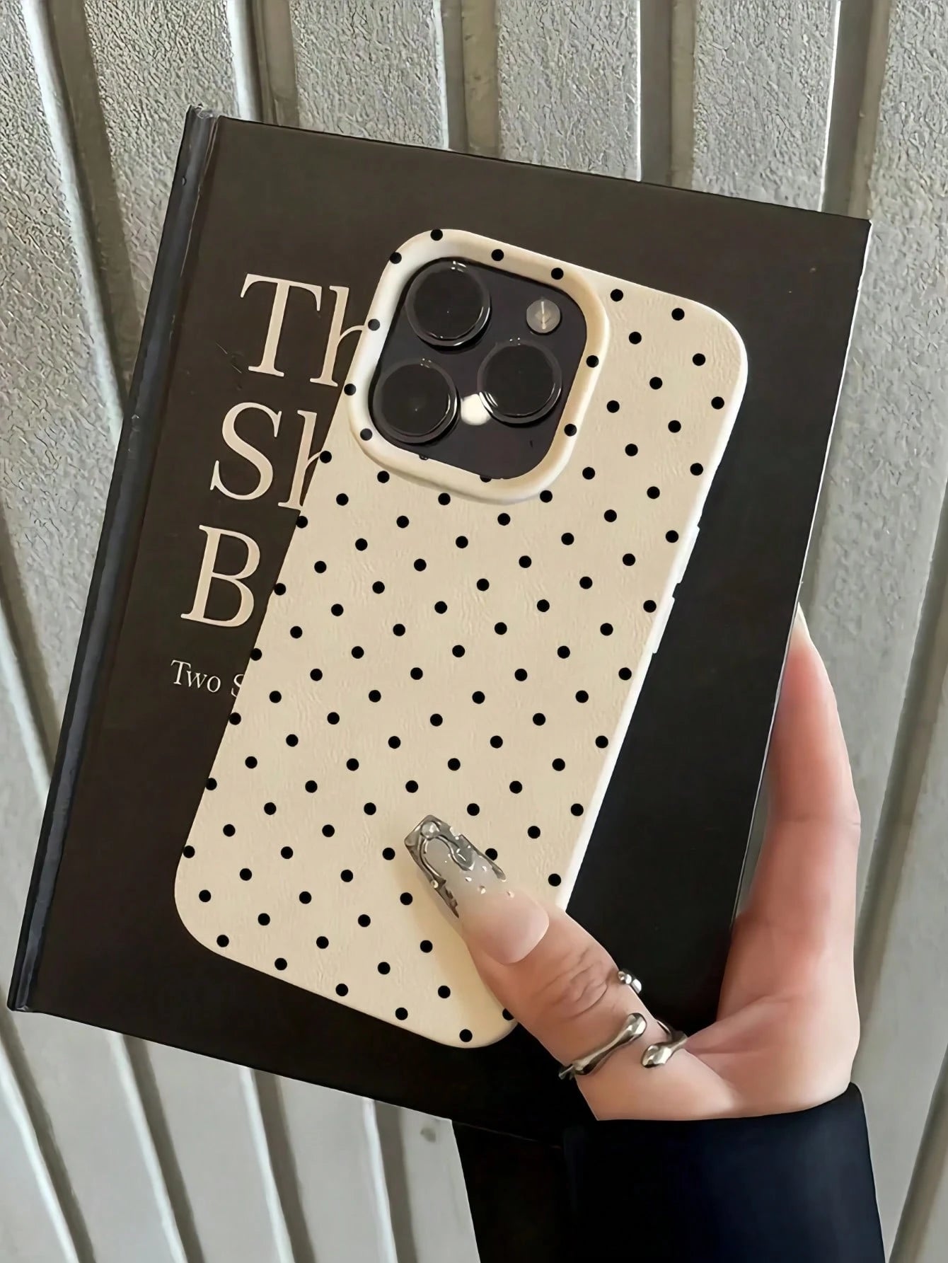 Polka Dot TPU White Black Matte Shockproof Litchi Texture Phone Case Compatible With 12 13 14 15 16 17 Pro Max, A55/54/53/52/51, S25/24/23/22/21 Series, Spring Gift Party Birthday Anniversary Mom, Aes