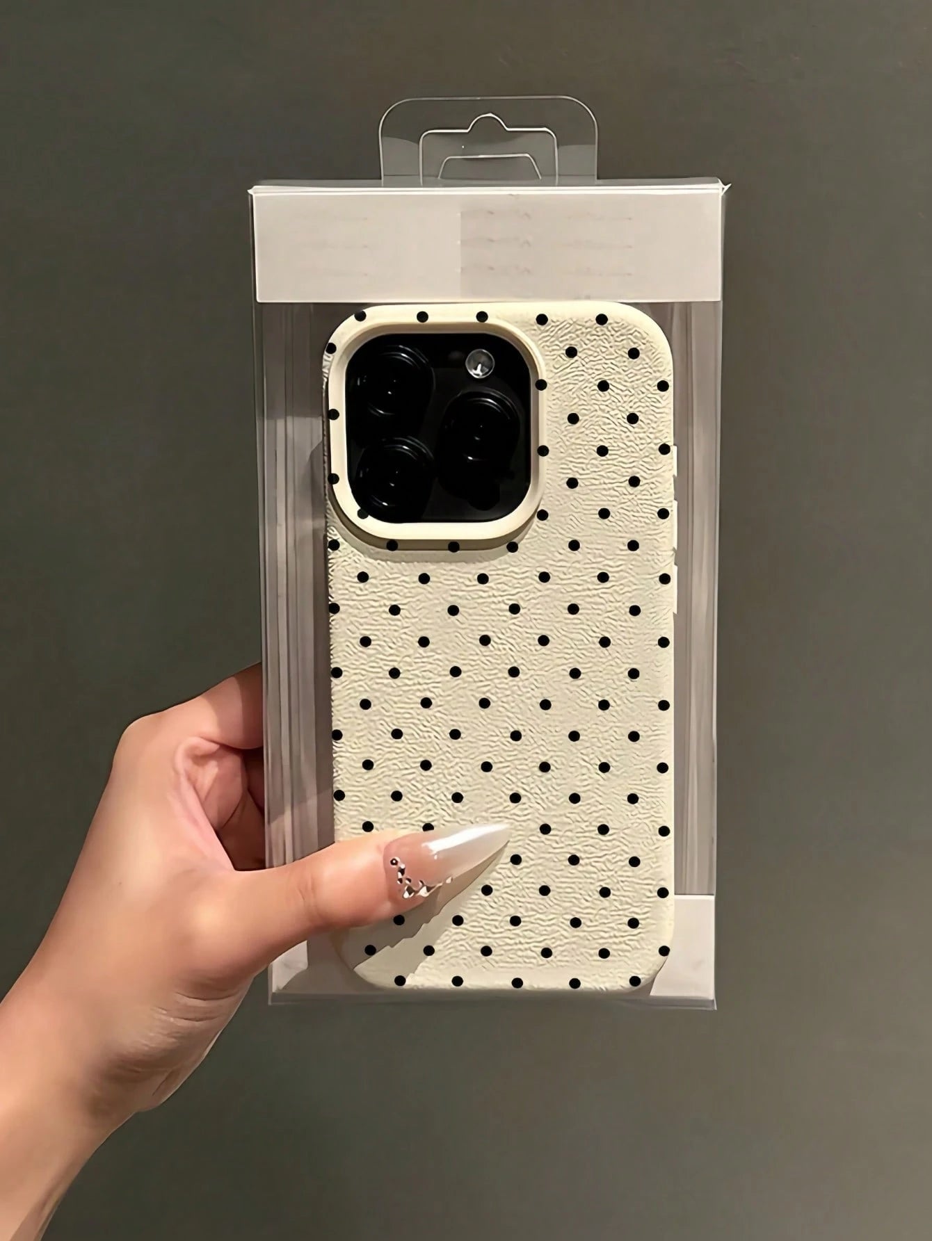 Polka Dot TPU White Black Matte Shockproof Litchi Texture Phone Case Compatible With 12 13 14 15 16 17 Pro Max, A55/54/53/52/51, S25/24/23/22/21 Series, Spring Gift Party Birthday Anniversary Mom, Aes