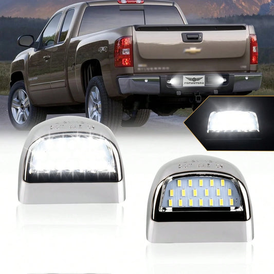 POPMOTORZ LED License Plate Lights Tag Lamps For Chevy GMC Sierra 1500 2500 3500 Suburban Tahoe Avalanche Traverse Yukon XL Escalade LED Tag Lights Housing 2 PCS