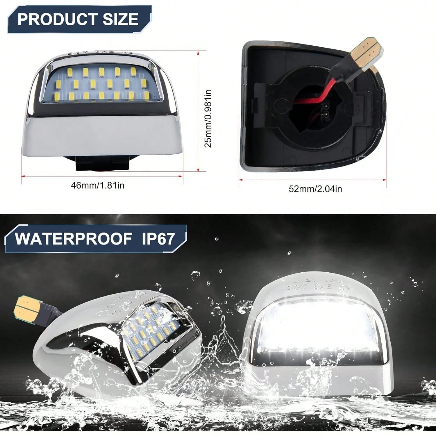 POPMOTORZ LED License Plate Lights Tag Lamps For Chevy GMC Sierra 1500 2500 3500 Suburban Tahoe Avalanche Traverse Yukon XL Escalade LED Tag Lights Housing 2 PCS