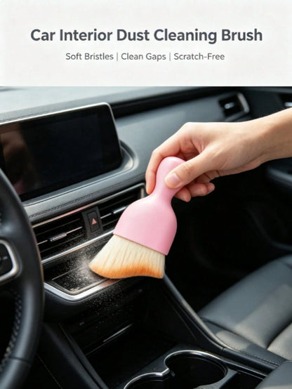 Portable Car Dusting Brush, Soft Fine Bristle Brush Head, Minimalist Design, Suitable For Cleaning Car Interior Gaps, Such As Center Console, Screen Frame, Air Vent And Door Trim
