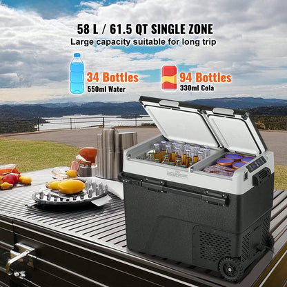 Portable Car Refrigerator, 12 Volt Car Refrigerator Fridge, 58 L/ 61.5 QT Dual Zone Portable Freezer,-4℉-68℉ Adjustable Temperature, Compressor Cooler For Home, Outdoor, Camping, RV, Car