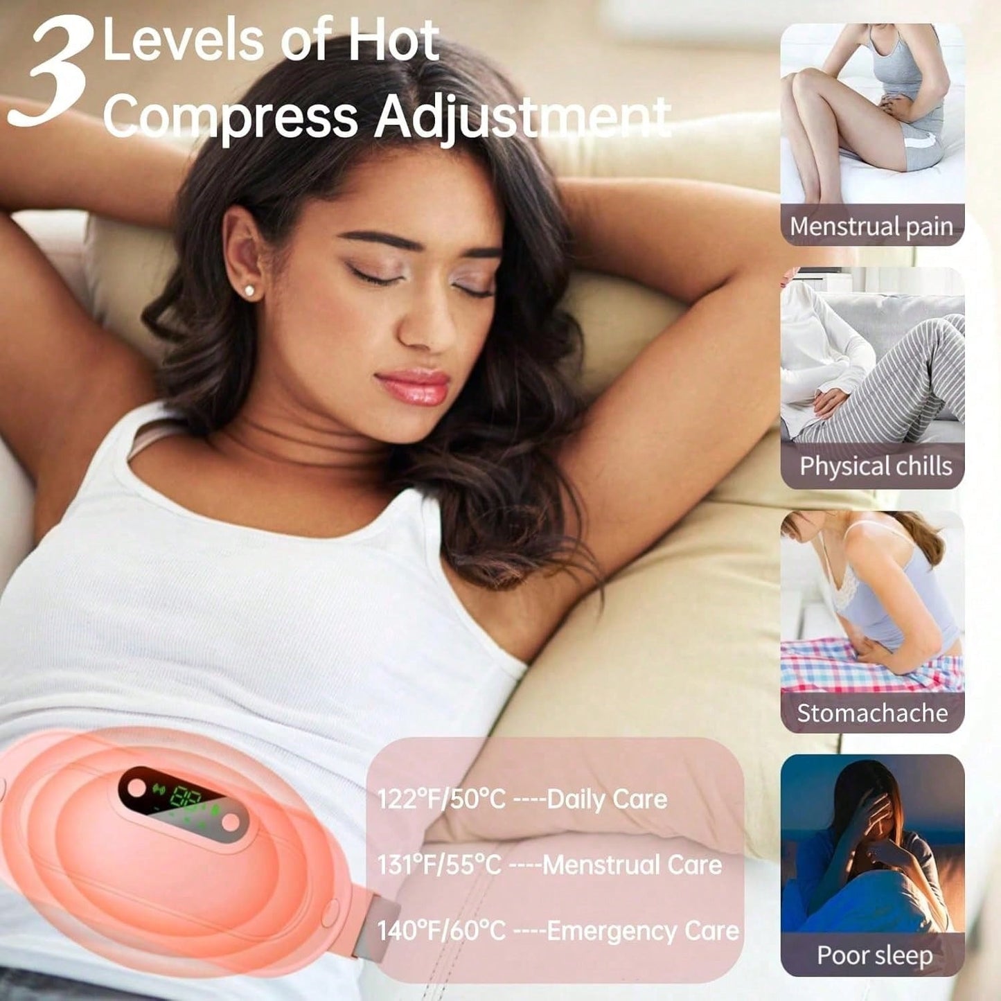 Portable Cordless Heating Pad: 3 Heat Levels 3 Massage Modes, 3S Fast Heating, Electric Heating Pad,Gifts For Women
