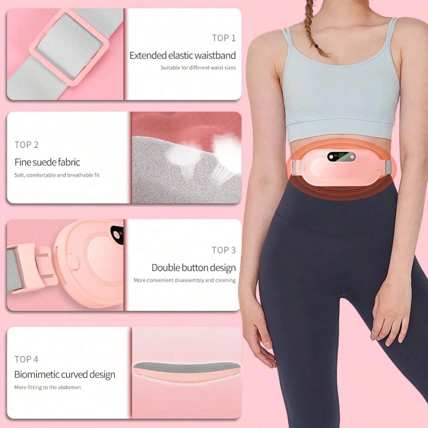 Portable Cordless Heating Pad: 3 Heat Levels 3 Massage Modes, 3S Fast Heating, Electric Heating Pad,Gifts For Women