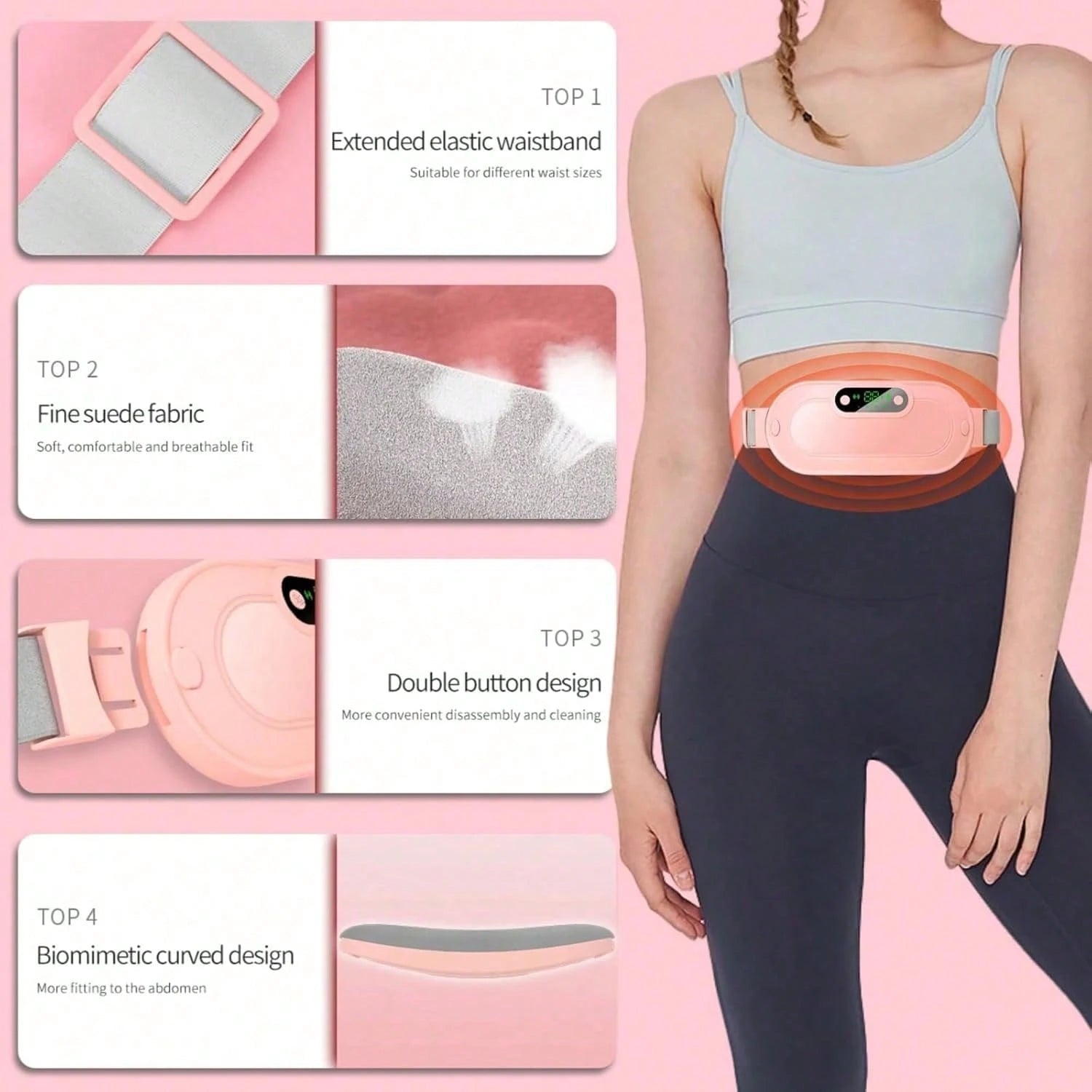 Portable Cordless Heating Pad: 3 Heat Levels 3 Massage Modes, 3S Fast Heating, Electric Heating Pad,Gifts For Women