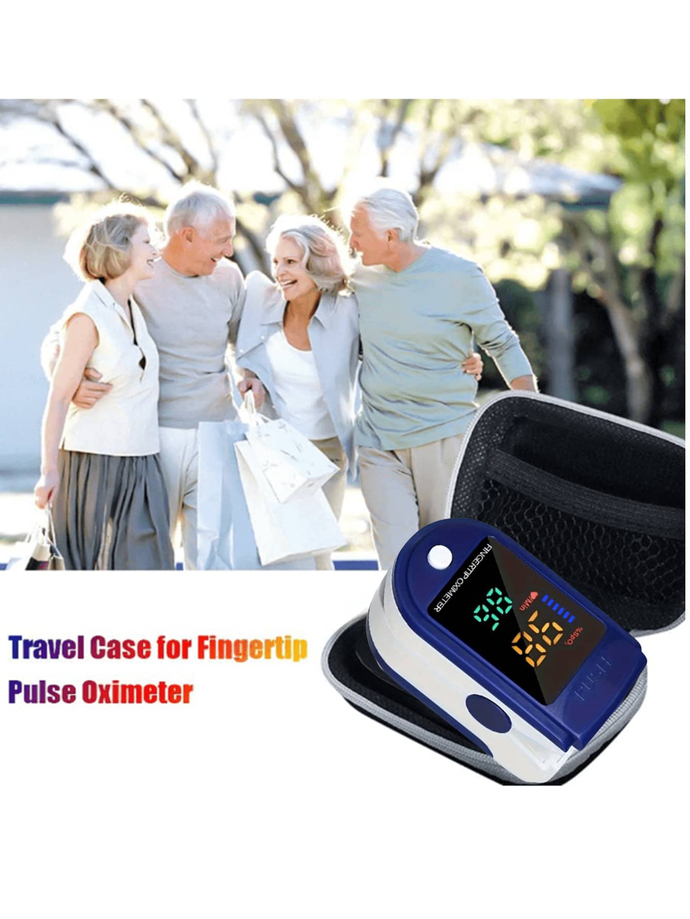 Portable Fingertip Pulse Oximeter & Carrying Case/Single Pulse Oximeter/Single Pulse Oximeter Carrying Bag: Heart Rate Monitor- This Product Does Not Include Batteries! Please Use AAA Batteries, Pay