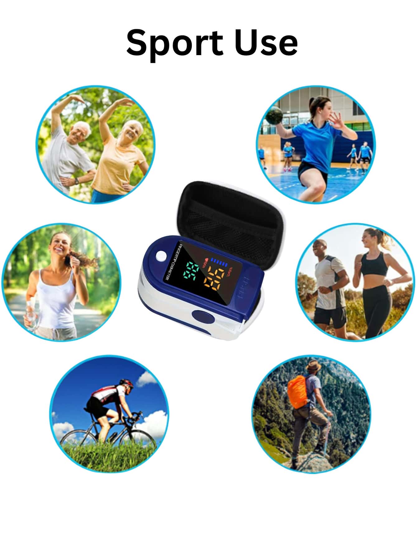 Portable Fingertip Pulse Oximeter & Carrying Case/Single Pulse Oximeter/Single Pulse Oximeter Carrying Bag: Heart Rate Monitor- This Product Does Not Include Batteries! Please Use AAA Batteries, Pay