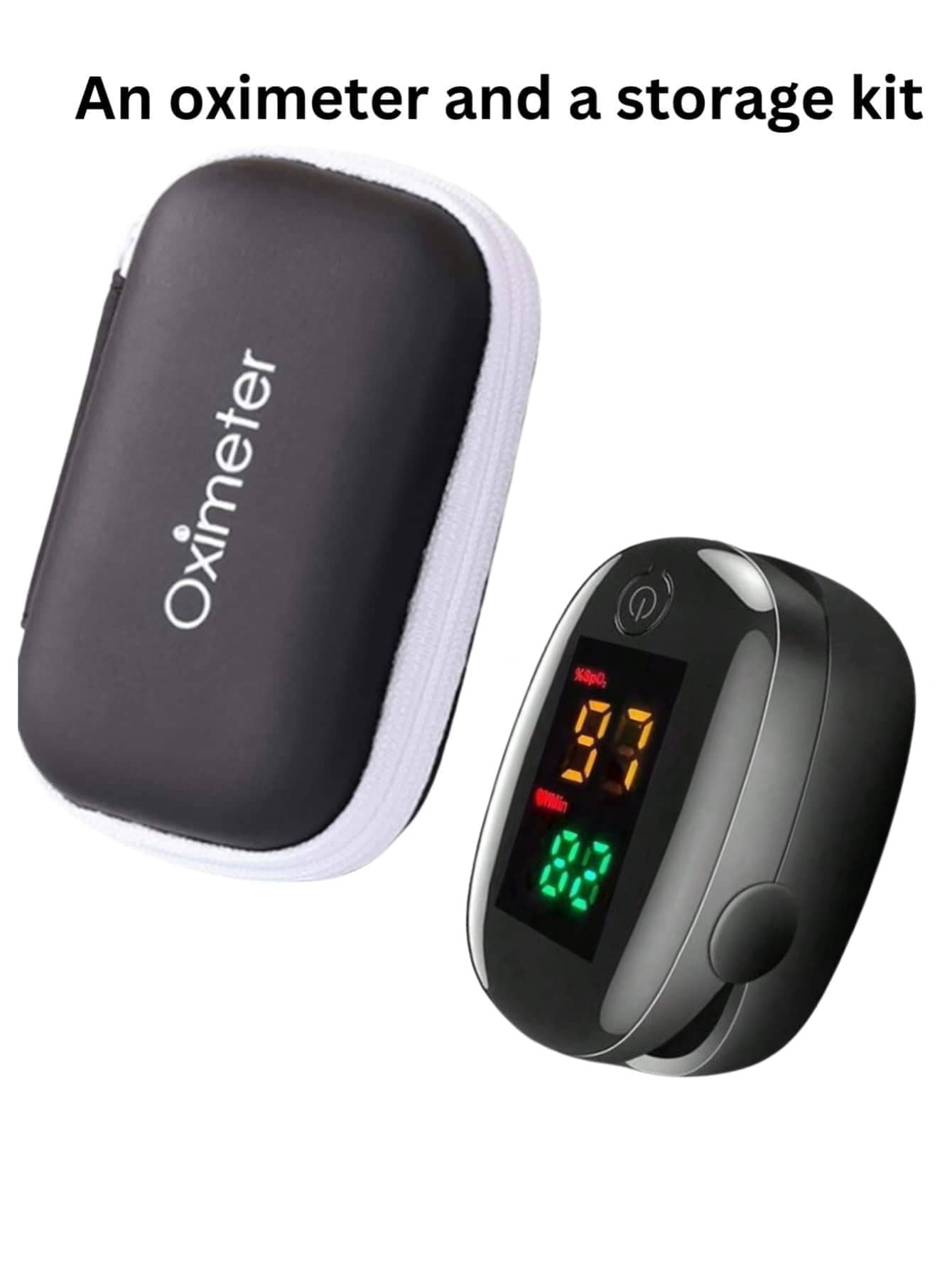 Portable Fingertip Pulse Oximeter & Carrying Case/Single Pulse Oximeter/Single Pulse Oximeter Carrying Bag: Heart Rate Monitor- This Product Does Not Include Batteries! Please Use AAA Batteries, Pay