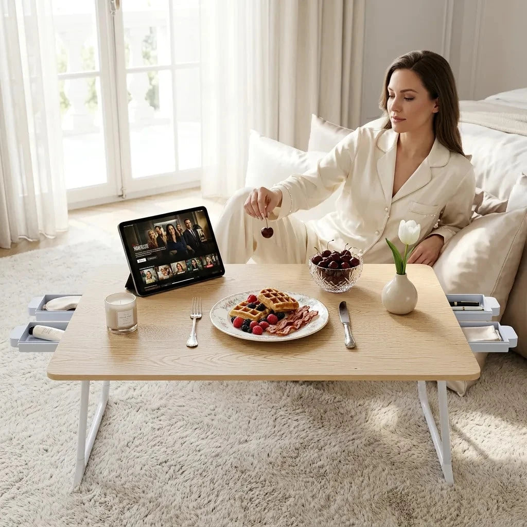 Portable Laptop Bed Table- Multi-Functional Tray Stand Folding Table- Perfect For Eating, Reading, And Writing In Bed, On Sofa, Or On The Floor- Stable, Durable, And Foldable For Office Reception.