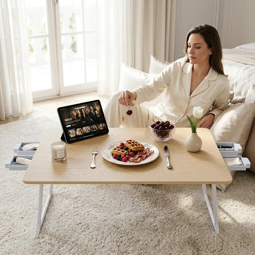 Portable Laptop Bed Table- Multi-Functional Tray Stand Folding Table- Perfect For Eating, Reading, And Writing In Bed, On Sofa, Or On The Floor- Stable, Durable, And Foldable For Office Reception.