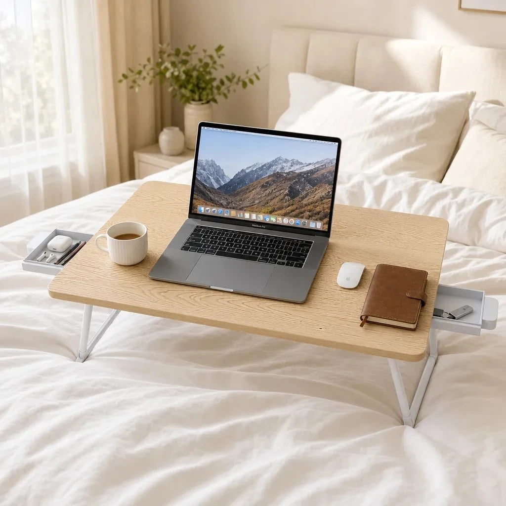Portable Laptop Bed Table- Multi-Functional Tray Stand Folding Table- Perfect For Eating, Reading, And Writing In Bed, On Sofa, Or On The Floor- Stable, Durable, And Foldable For Office Reception.