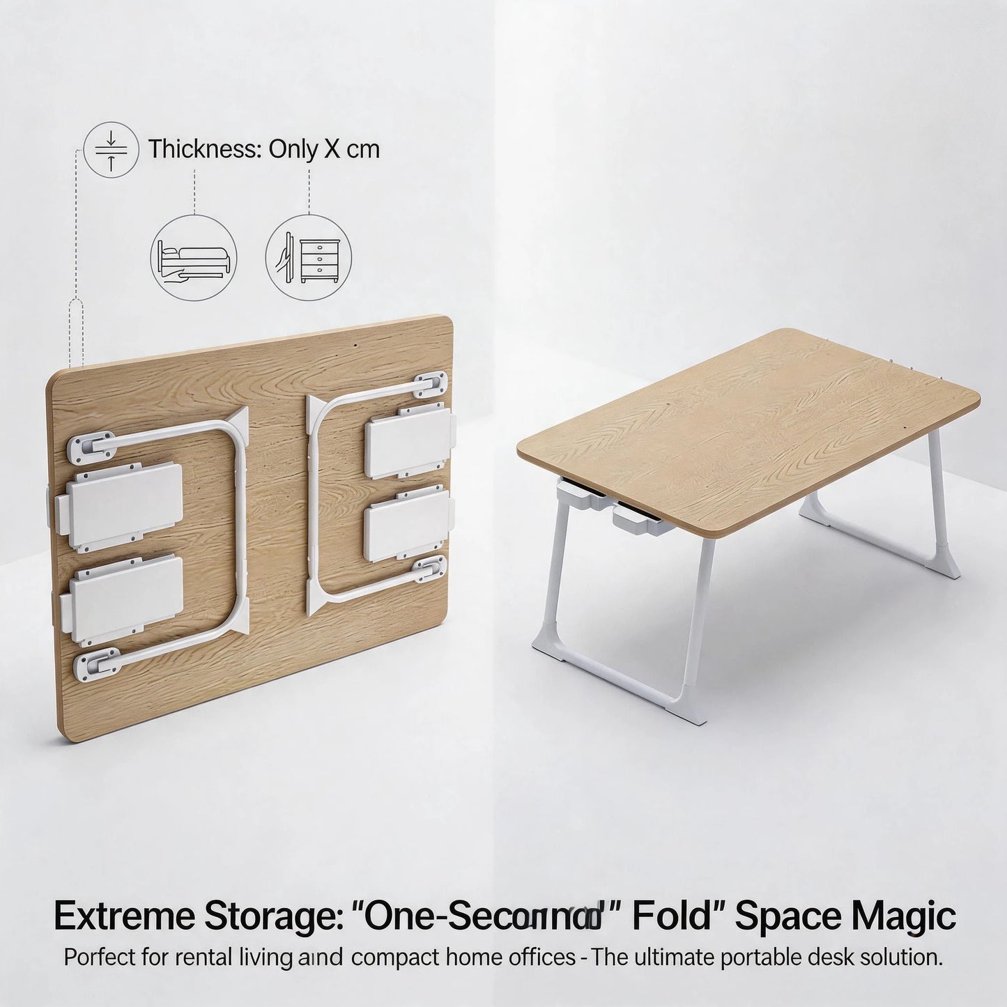 Portable Laptop Bed Table- Multi-Functional Tray Stand Folding Table- Perfect For Eating, Reading, And Writing In Bed, On Sofa, Or On The Floor- Stable, Durable, And Foldable For Office Reception.