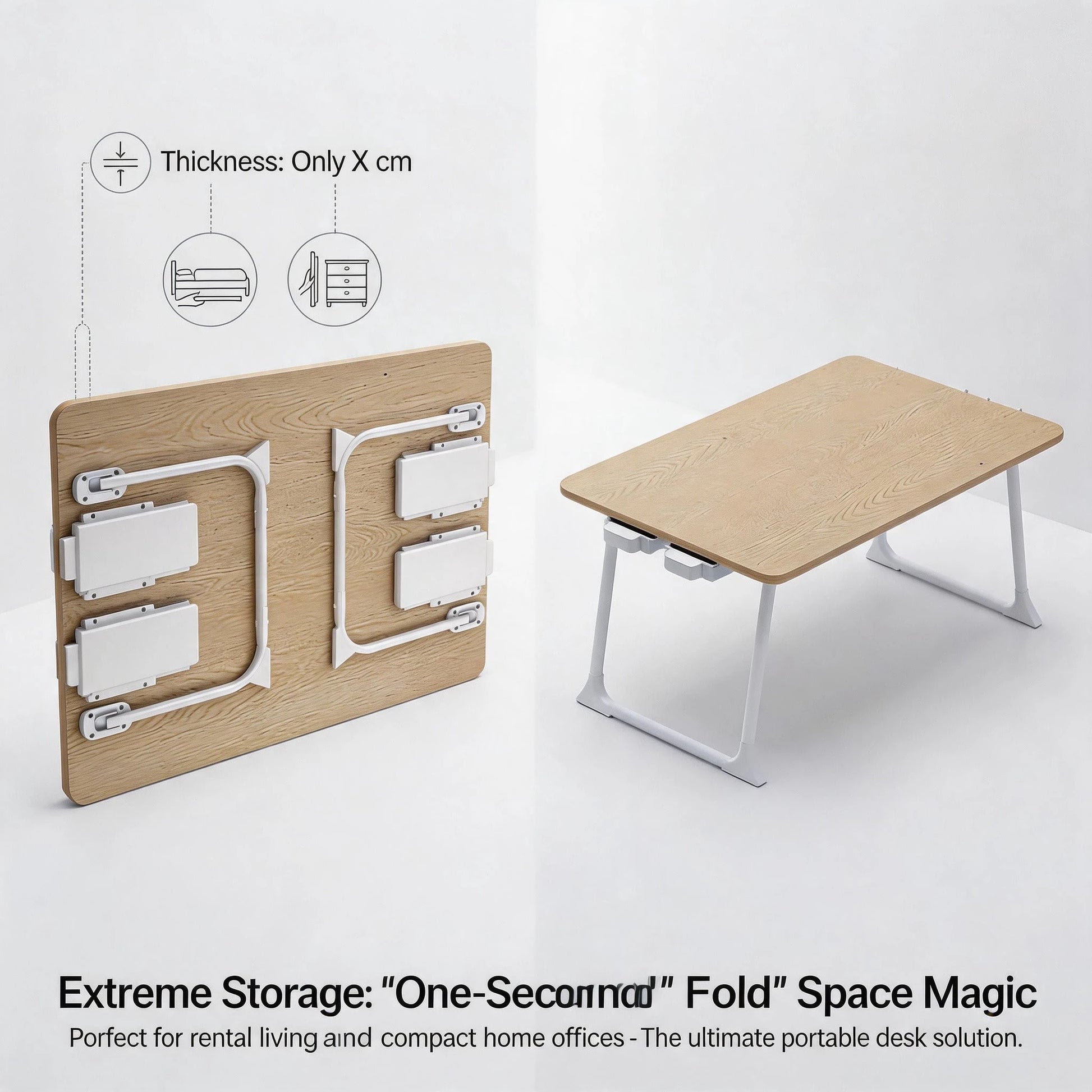 Portable Laptop Bed Table- Multi-Functional Tray Stand Folding Table- Perfect For Eating, Reading, And Writing In Bed, On Sofa, Or On The Floor- Stable, Durable, And Foldable For Office Reception.