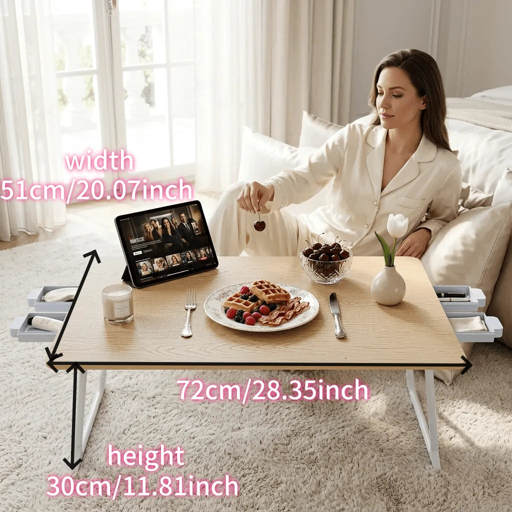 Portable Laptop Bed Table- Multi-Functional Tray Stand Folding Table- Perfect For Eating, Reading, And Writing In Bed, On Sofa, Or On The Floor- Stable, Durable, And Foldable For Office Reception.