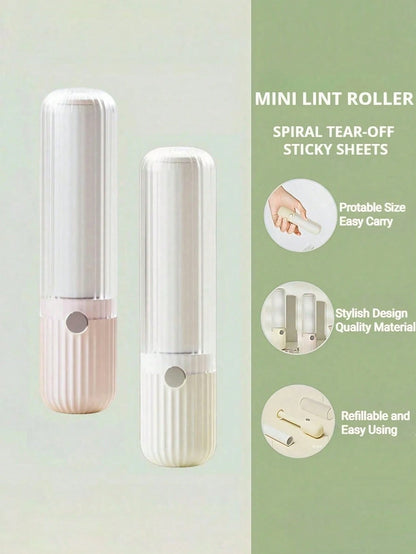 Portable Mini Refillable Lint Roller- Strong Sticky Lint Brush For Clothes, Bedding, Pet Hair, Travel Size Fuzz Remover