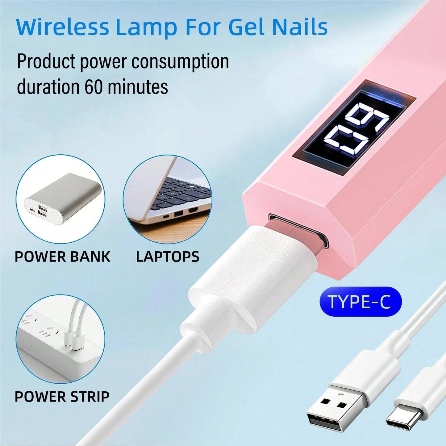 Portable Nail Dryer, USB Mini Nail Dryer Lamp, 180mAh Battery UV LED Nail Lamp, Suitable For Curing All Nail Gels, Applicable For Home Nail Salon