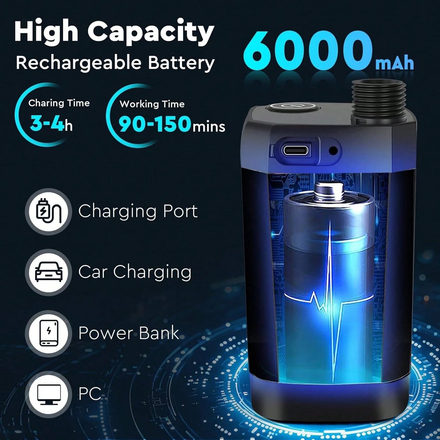 Portable Shower Camping Shower Outdoor Camp Electric Rechargeable Shower Pump, 6000mAh Rechargeable Camping Shower With Digital Power & Temperature Display, Portable Shower For Camping, Beach, Hiking