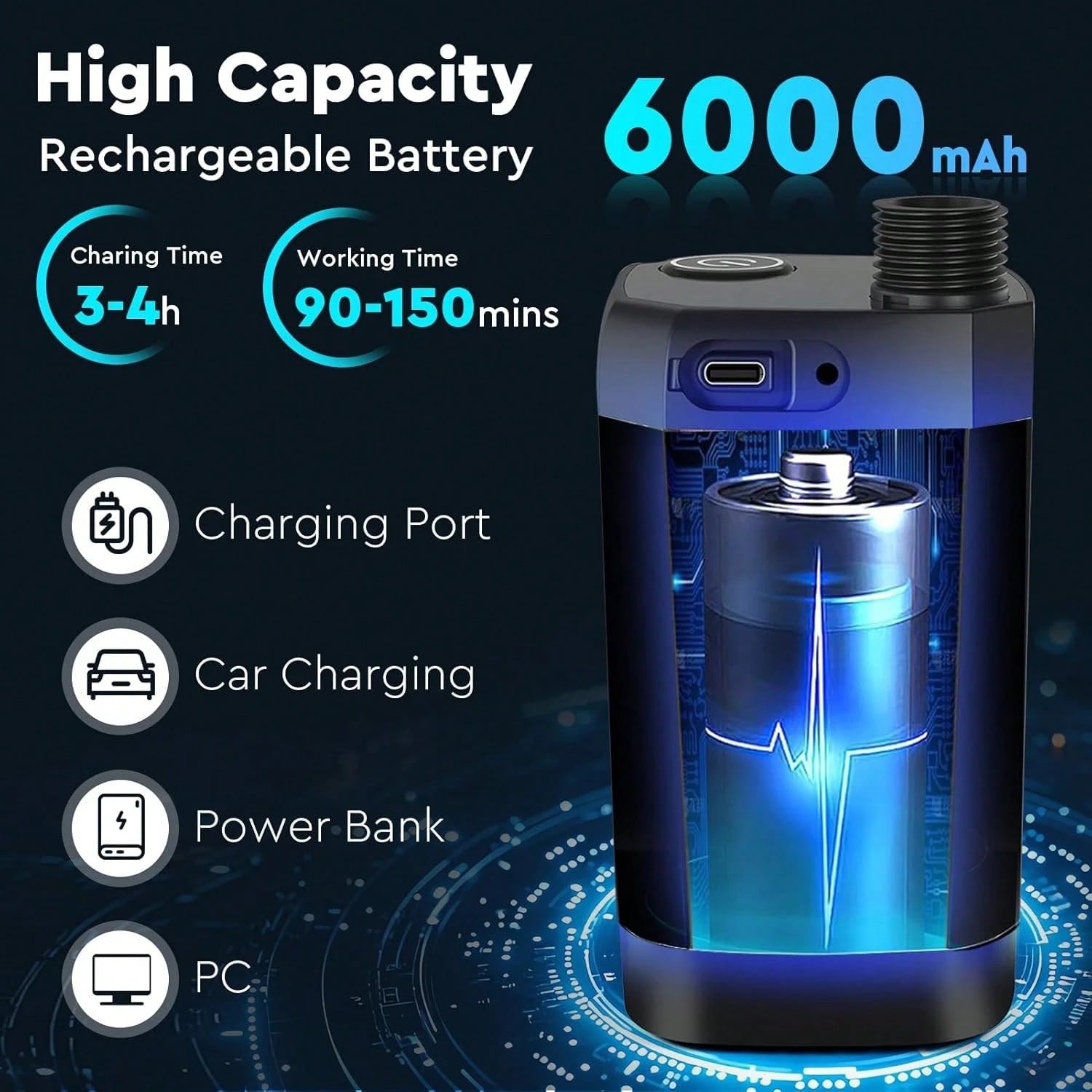 Portable Shower Camping Shower Outdoor Camp Electric Rechargeable Shower Pump, 6000mAh Rechargeable Camping Shower With Digital Power & Temperature Display, Portable Shower For Camping, Beach, Hiking
