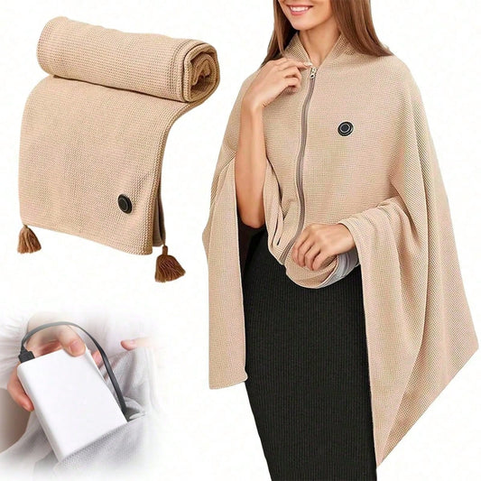 Portable USB Heating Blanket Shawl,Women's Heating Shawl, Outdoor Wearable Wireless Electric Blanket,3 Levels Heat,USB Heating Blanket Shawl