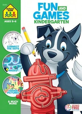 Pre-Owned School Zone Fun And Games Kindergarten Activity Workbook (Paperback) By School Zone