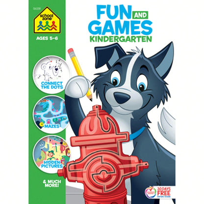 Pre-Owned School Zone Fun And Games Kindergarten Activity Workbook (Paperback) By School Zone