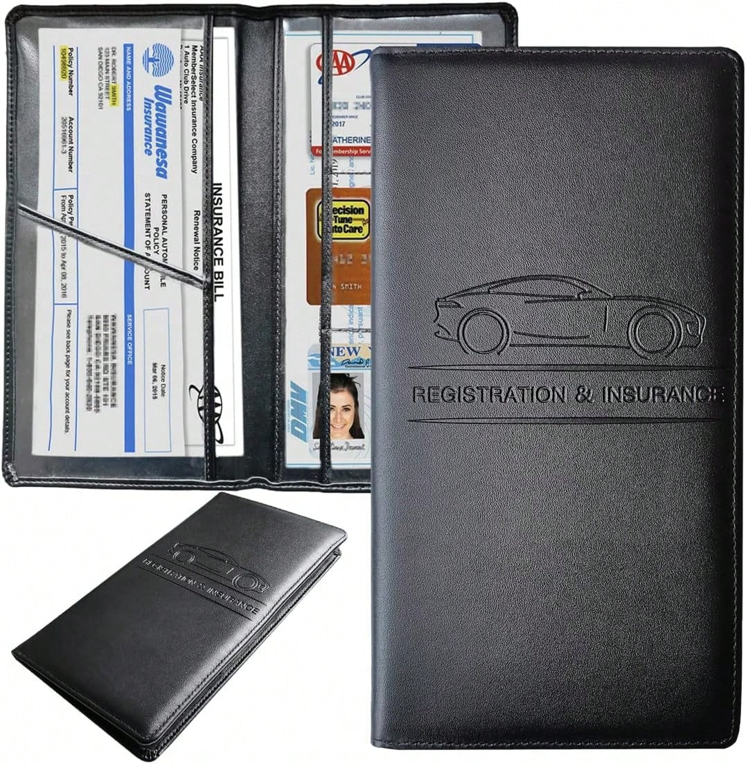 Premium Car Registration And Insurance Holder,Black Registration Insurance Card Holder,Glove Box Organizer Makes Your Documents In Order