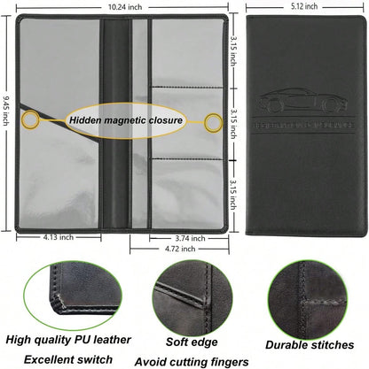 Premium Car Registration And Insurance Holder,Black Registration Insurance Card Holder,Glove Box Organizer Makes Your Documents In Order