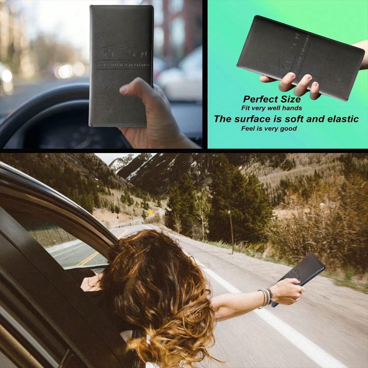Premium Car Registration And Insurance Holder,Black Registration Insurance Card Holder,Glove Box Organizer Makes Your Documents In Order