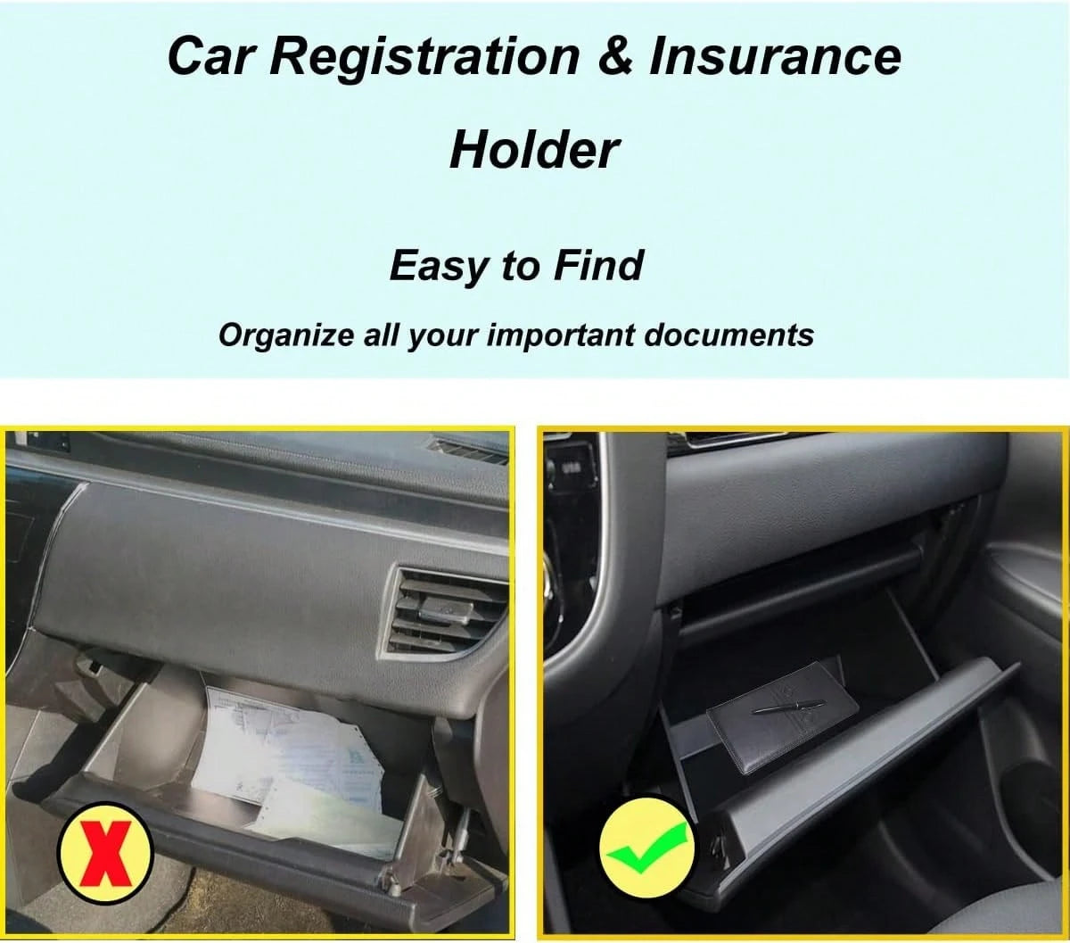 Premium Car Registration And Insurance Holder,Black Registration Insurance Card Holder,Glove Box Organizer Makes Your Documents In Order