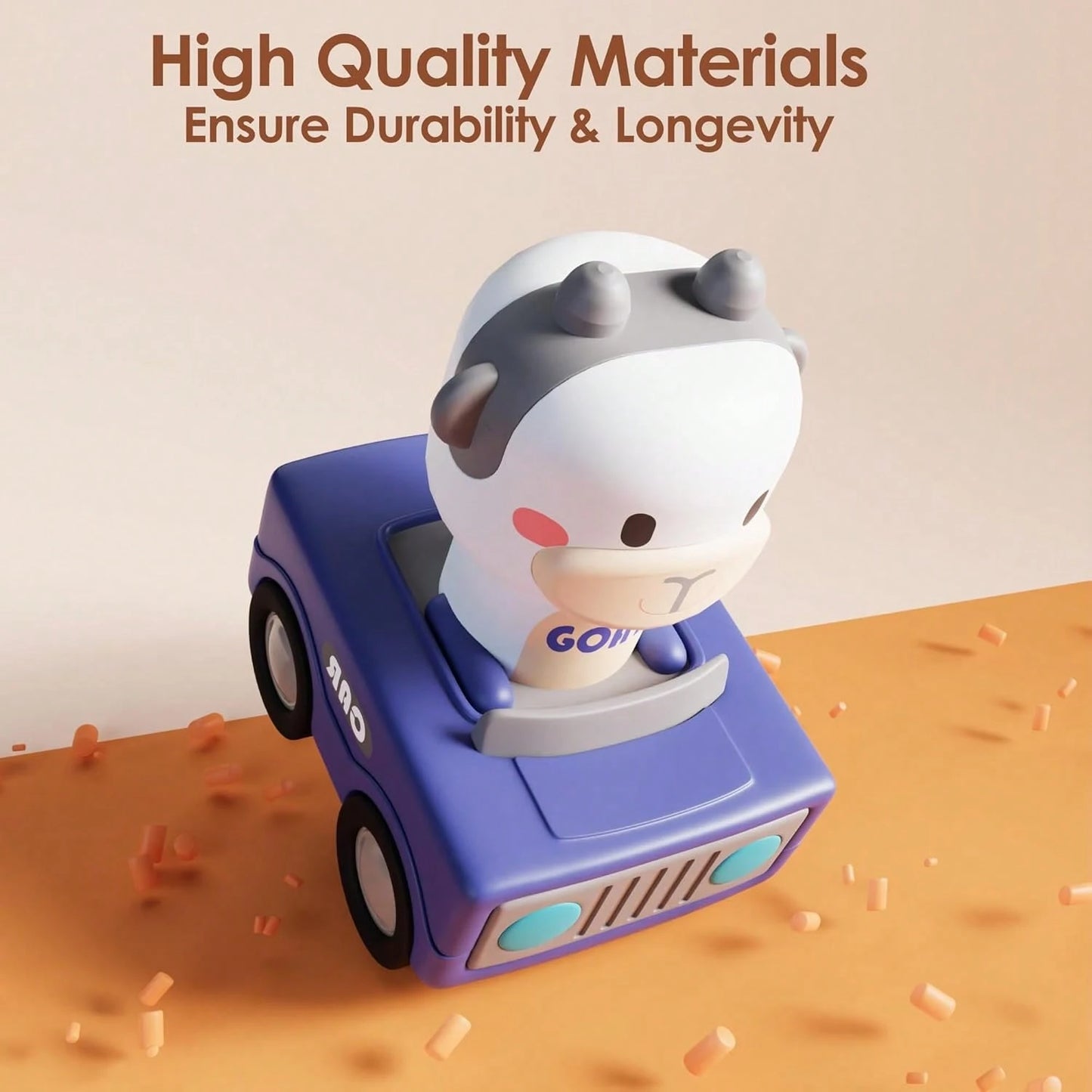 Press To Go Car Toys For Toddlers 1-3, Baby Animal Racing Cars, Infant Play Vehicle Set, BabyPush Go Friction Car Toys For 18+ Months, Birthday Gifts For 1-2 Years Old Boys